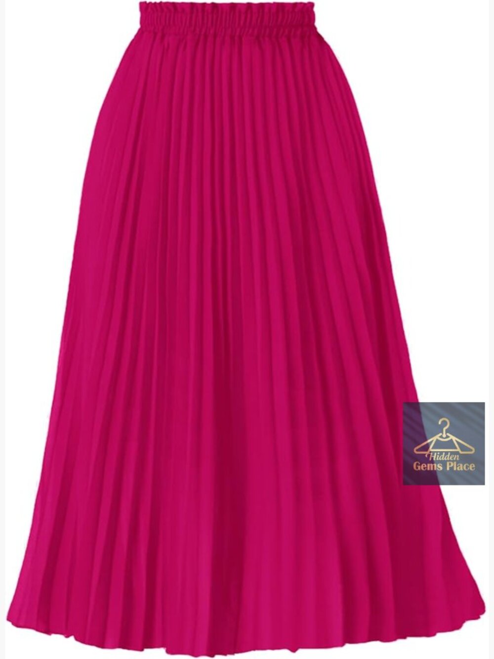 High Waist Pleated A-Line Midi Skirt Flowy Swing Skirt S-3XL - Picture 1 of 7